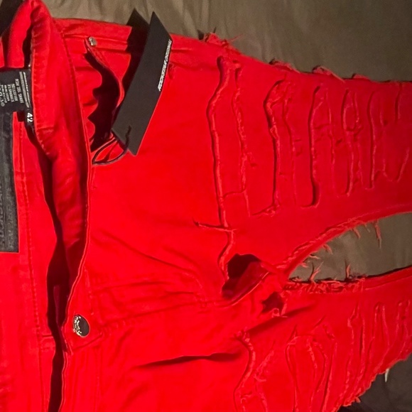 New Men’s Red ROCKSTAR  Stacked Pants size 42 - Picture 8 of 9